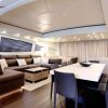 Motor yacht KAWAI living room with vast seating soft lighting