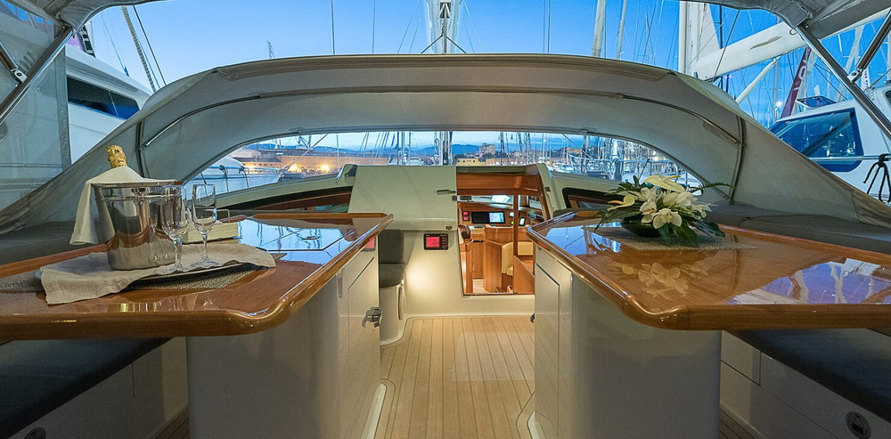 Sailing Yacht Sindonemo outdoor dining area