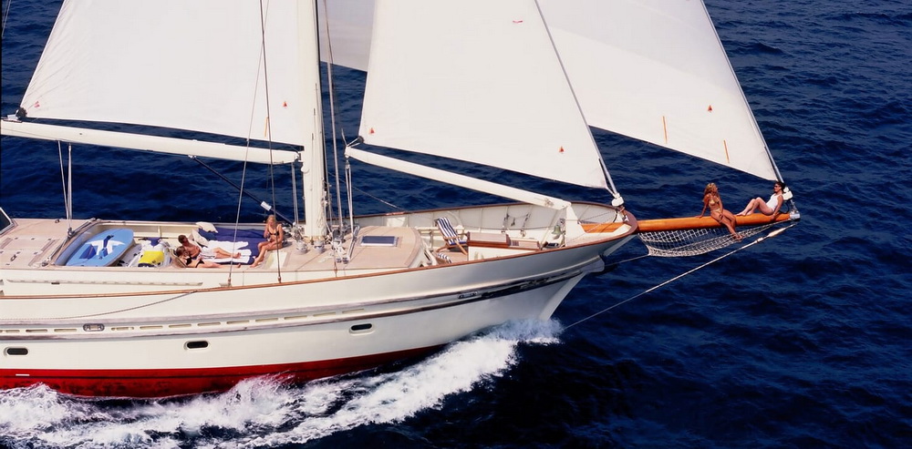 Sailing Yacht TIGERLILY OF CORNWALL Relaxing on the Bow