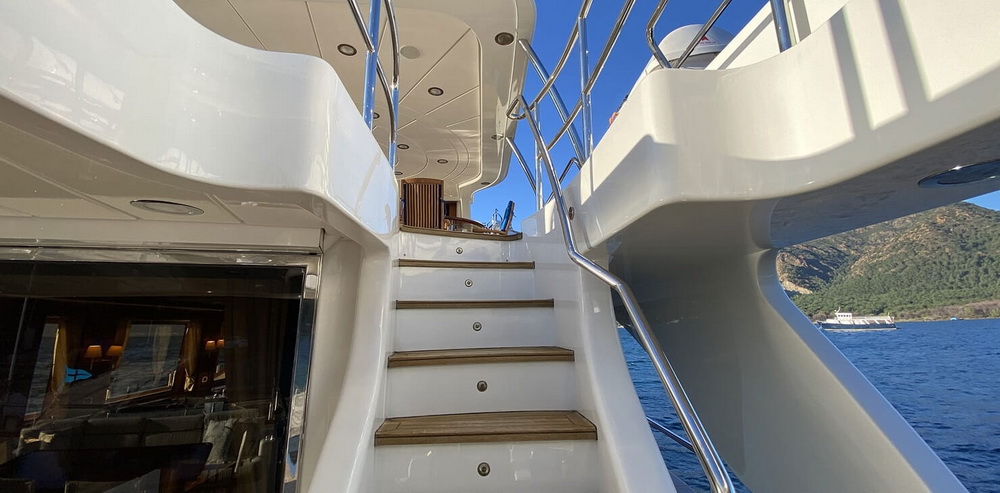Motor Yacht TURK'S Stairs to Sundeck